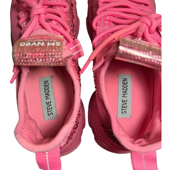 Steve Madden MAXIMA Textile Lace Up Boyfriend Sneakers Sz 6 Hot Pink - Picture 9 of 10